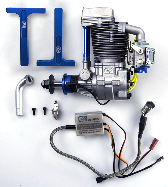 NGH GF38 38CC GAS 4-STROKE ENGINE WITH STRAIGHT OUT PIPE