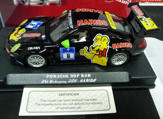 NSR 1:32 0021AW Porsche 997 GT3 Haribo No.8 Black 2011 slot car also suits  scalextric/carrera