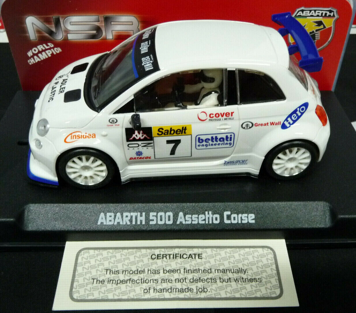 NSR 1:32 0040SW Abarth 500 Assetto Corse Selenia No7 slot car also suits  scalextric/carrera