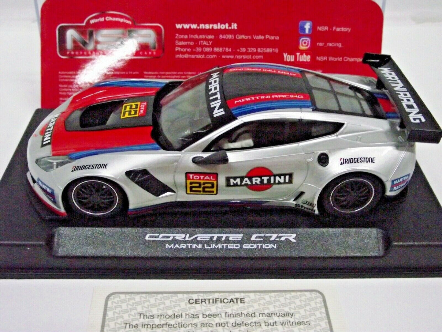 NSR 1:32 0160AW Corvette C7R Martini Racing Grey No.22 slot car also suits  scalextric/carrera