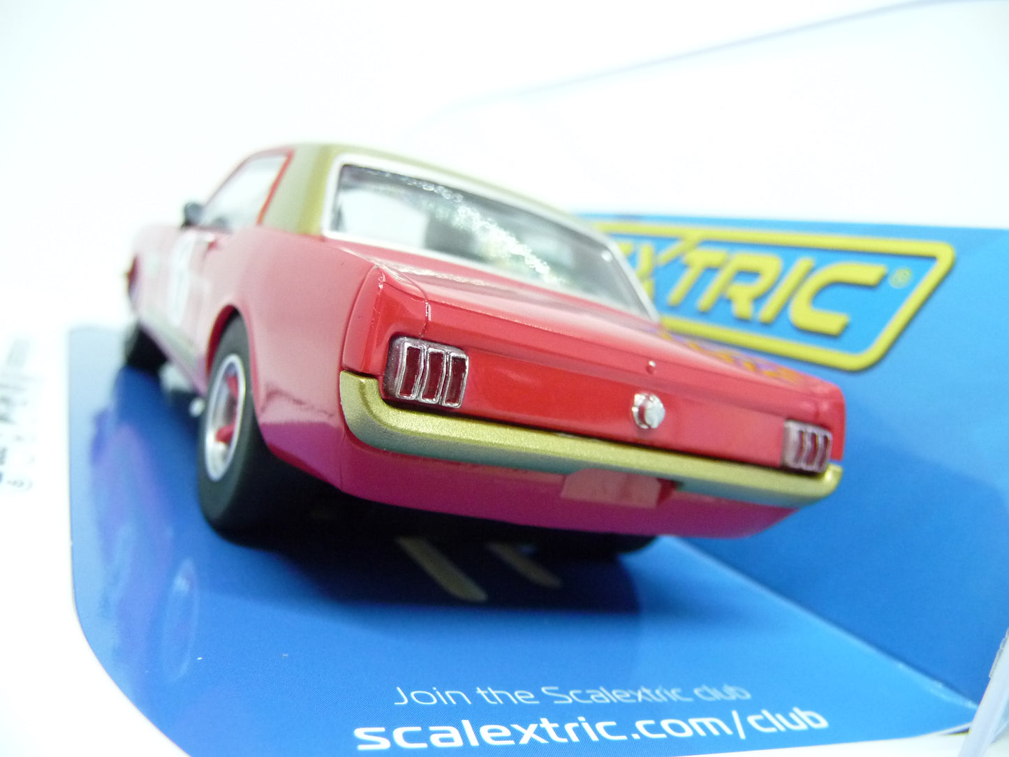 Scalextric C4339 Ford Mustang Alan Mann Henry Mann and Steve Soper slot car also suits Carrera