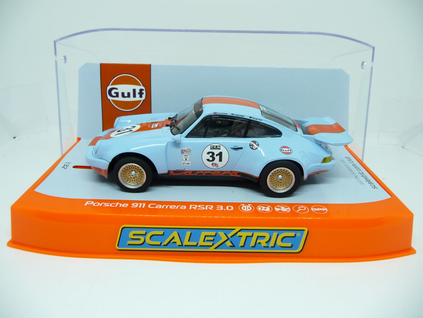 Scalextric C4304 Porsche 911 Carrera RSR 3 0 Gulf Edition slot car also suits Carrera