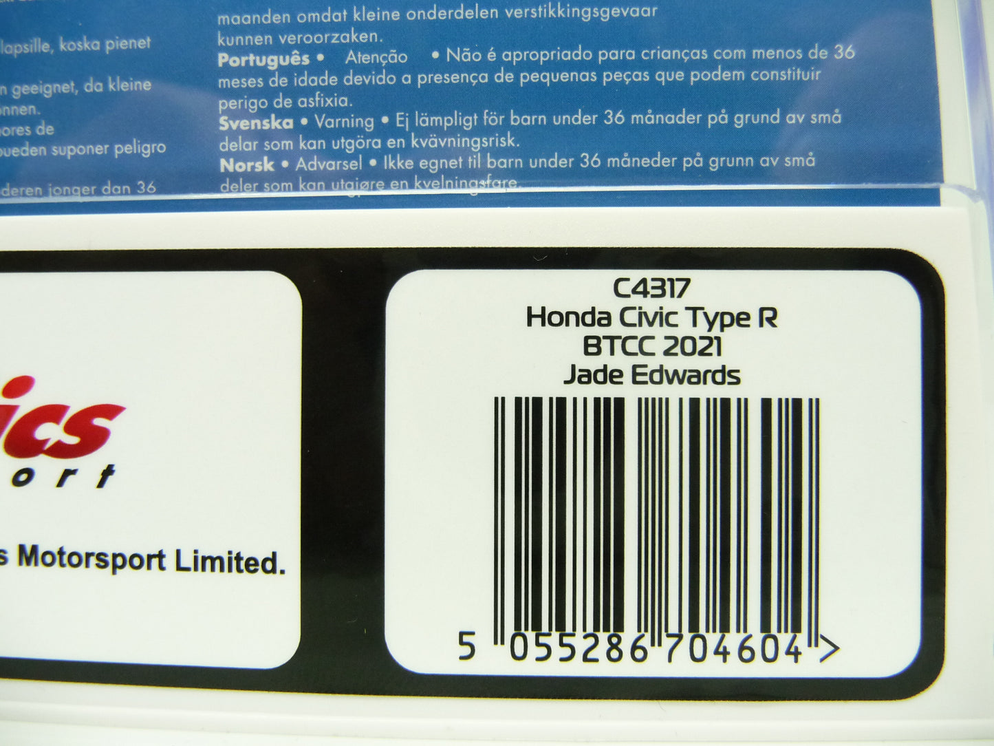 Scalextric C4317 Honda Civic Type R BTCC 2021 Jade Edwards slot car also suits Carrera