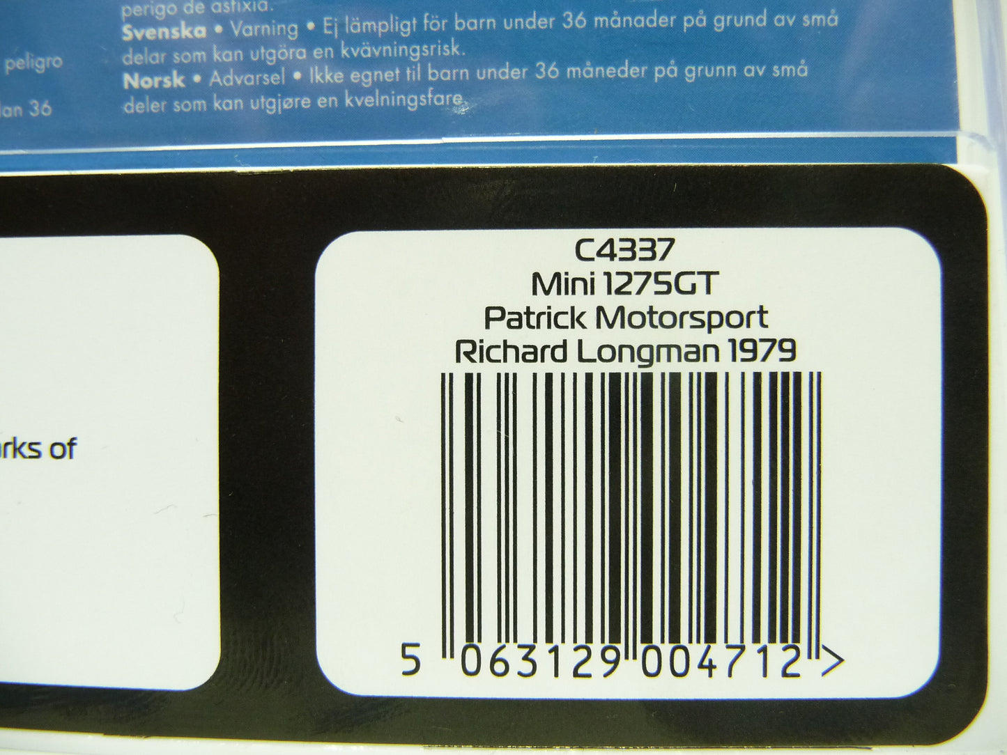 Scalextric C4337 Mini 1275gt - Patrick Motorsport - Richard Longman 1979