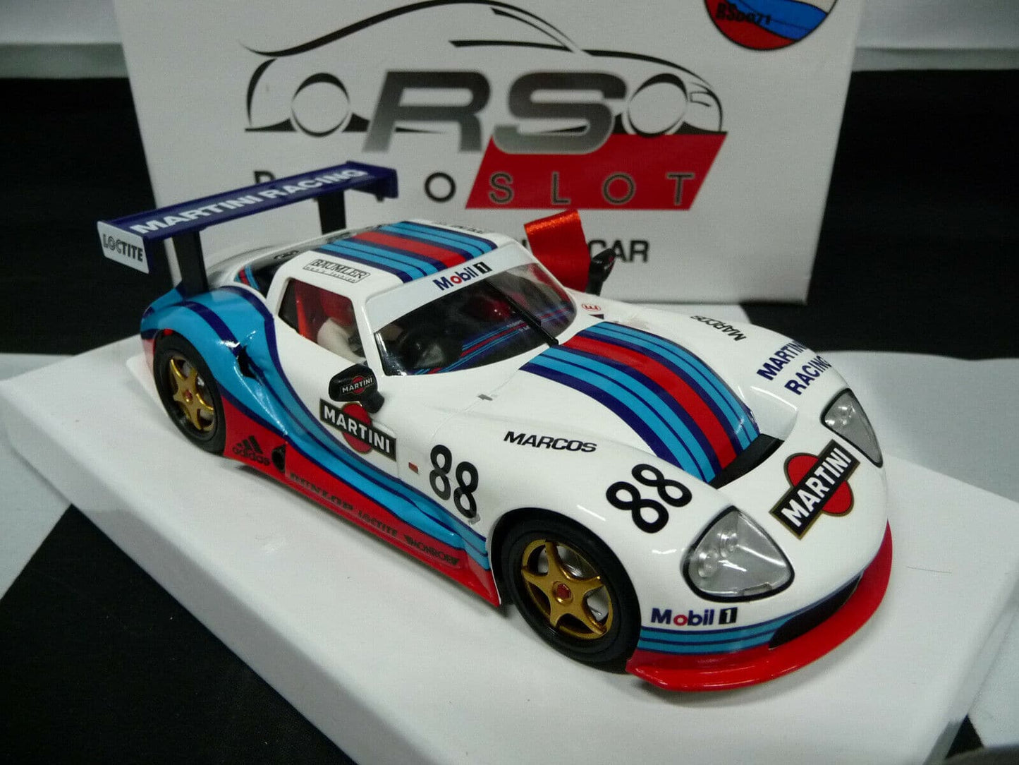 Revoslot 1:32 RS0071 Marcos Martini Racing White No88 slot car also suits Scalextric/Carrera