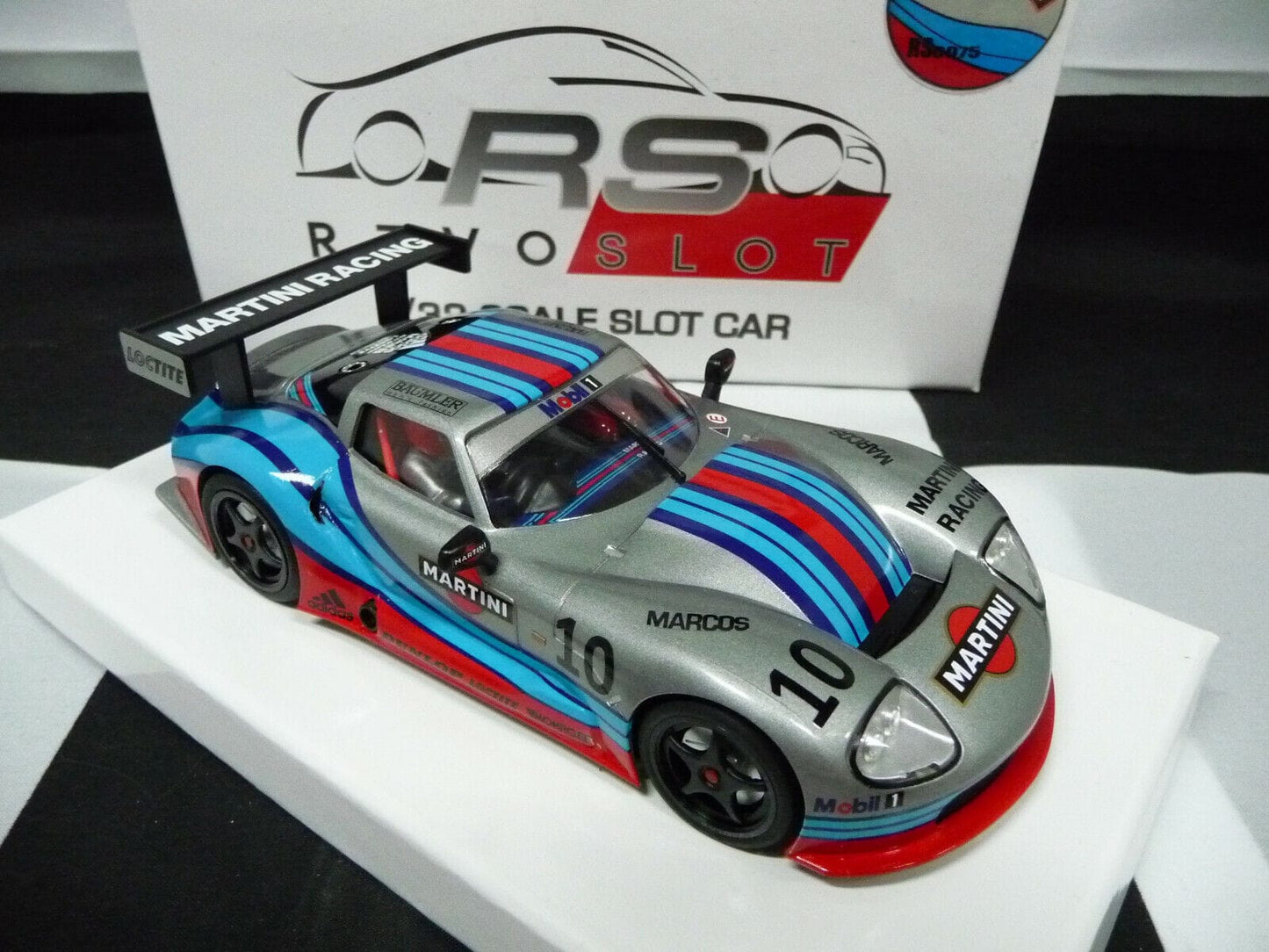 Revoslot 1:32 RS0075 Marcos Martini Racing Silver No.10 slot car also suits Scalextric/Carrera