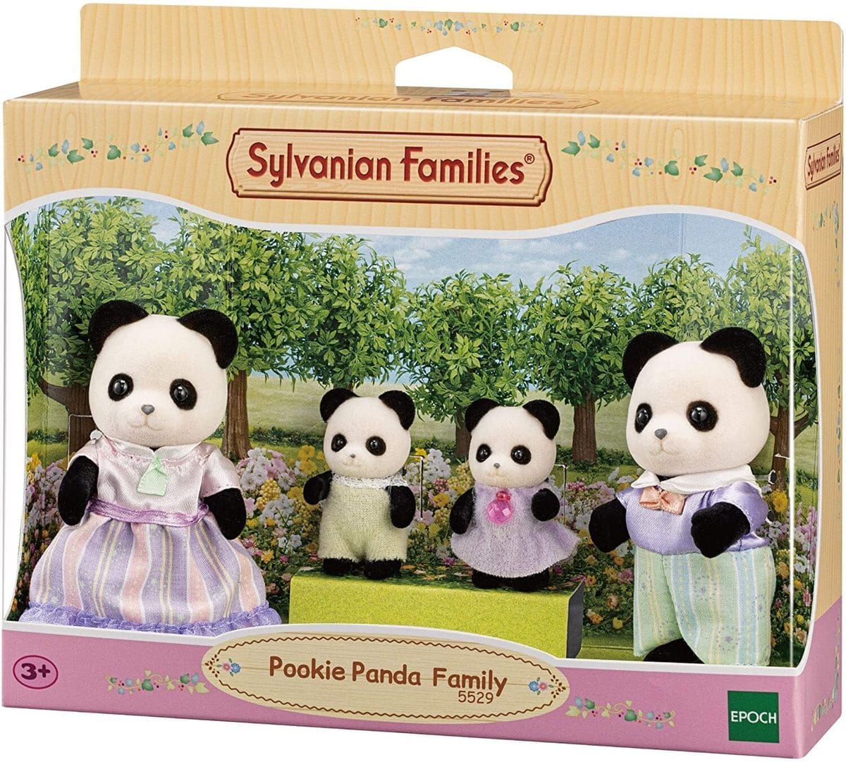 Sylvanian Families - Pookie Panda Family – 4-Piece Posable Collectible Figure Set With Removable Clothing
