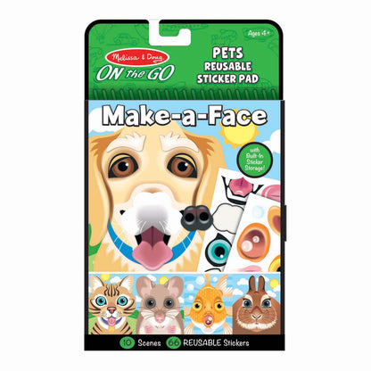 Melissa & Doug - Make-a-face - Pets Reusable Sticker Pad - On The Go Travel Activity