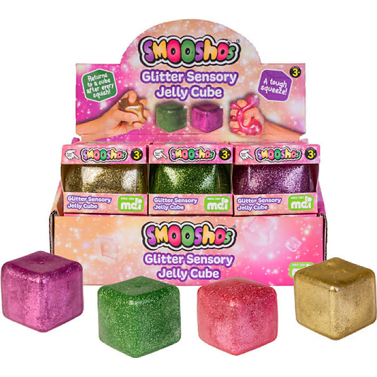 Smoosho's - Glitter Sensory Jelly Cube (1x Assorted Colour Chosen at Random)