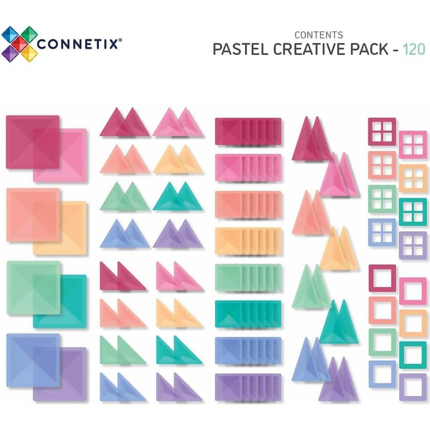 Connetix - Magnetic Tiles Pastel Creative Pack 120pc