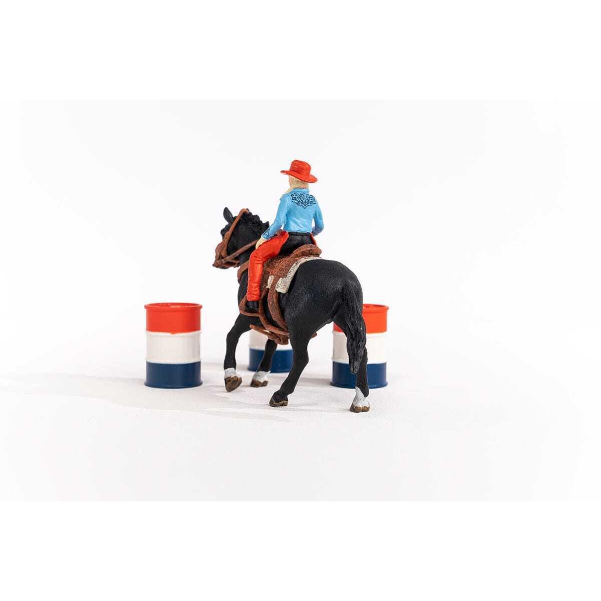 Schleich - Cowgirl Barrel Racing Fun Playset - Farm World Animal Playset