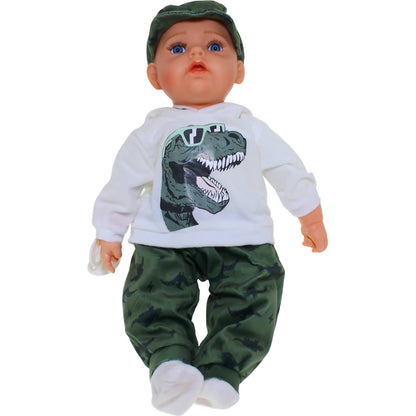 Cotton Candy - Baby Doll Jack With Dummy - White Hoodie With Dinosaur