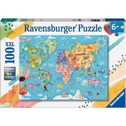 Ravensburger - Map Of The World Jigsaw Puzzle XXL 100 Pieces