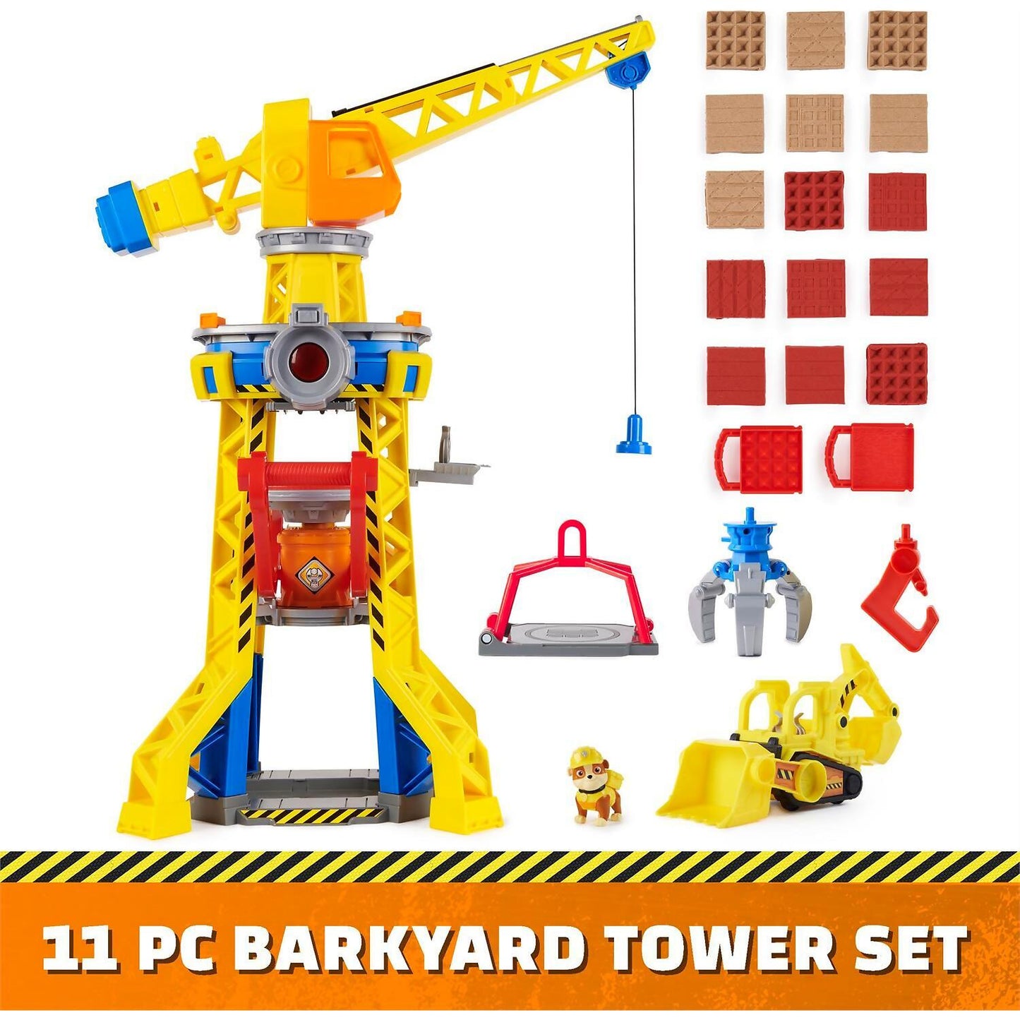 Paw Patrol - Rubble & Crew Bark Yard Crane Tower Playset With Rubble Action Figure Toy Bulldozer & Kinetic Build-it Play Sand - Spin Master