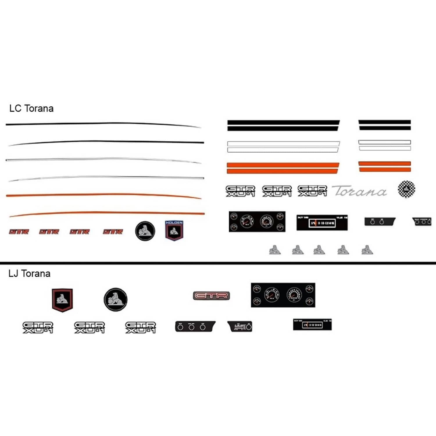 DDA Collectibles - 1:24 Scale - LC & LJ Torana Decal Kit - Diecast Model Accessory