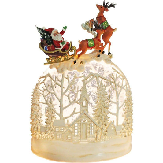 Cotton Candy - Xmas Led Church Scene Dome With Sleigh