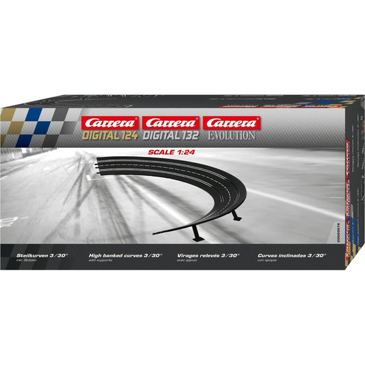 Carrera -  Digital 1:32 Accessories - High Banked Curve 3/30° (6) 6 x Track Pieces Includes Supports - Slot Car Track Accessories Also Suits 1:24 & Evolution