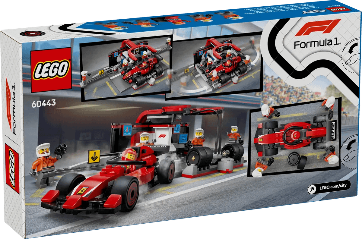LEGO 60443 F1 Pit Stop & Pit Crew with Ferrari Car - City