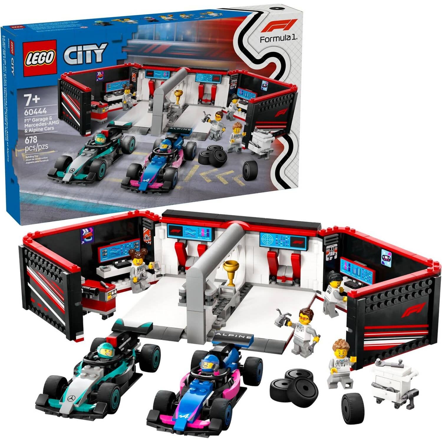 LEGO 60444 F1 Garage & Mercedes-AMG & Alpine Cars - City