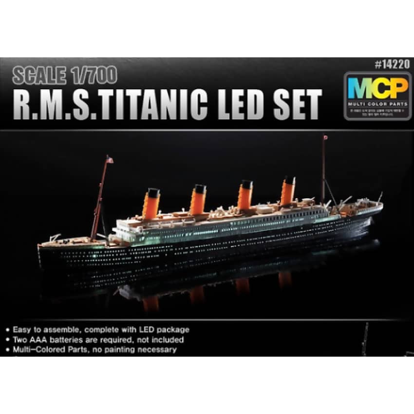 Academy - Scale 1/700 R.M.S. Titanic+ LED Set MCP Plastic Model Kit (14220)