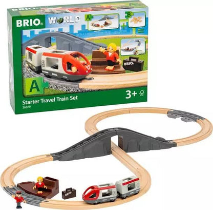 Brio -  World - Wooden Train Set Starter Travel Train Set 22pce