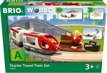 Brio -  World - Wooden Train Set Starter Travel Train Set 22pce