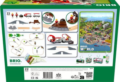 Brio -  World - Wooden Train Set Starter Travel Train Set 22pce