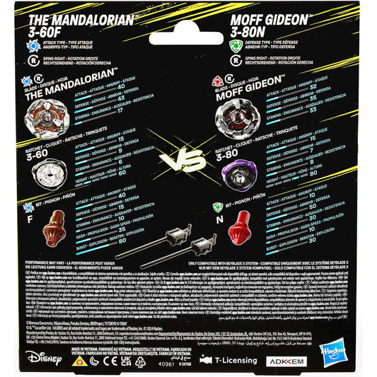 Beyblade -  X - Star Wars The Mandalorian 3-60f And Moff Gideon 3-80N Battle Tops Multipack Set With 2 Tops & 2 Launchers