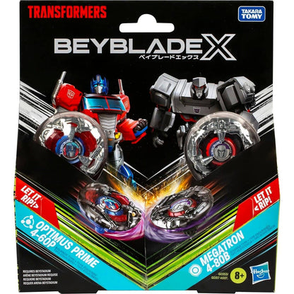 Beyblade -  X - Transformers Collab Optimus Prime 4-60P Vs. Megatron 4-80B Multipack Set With 2 Tops & 2 Launchers
