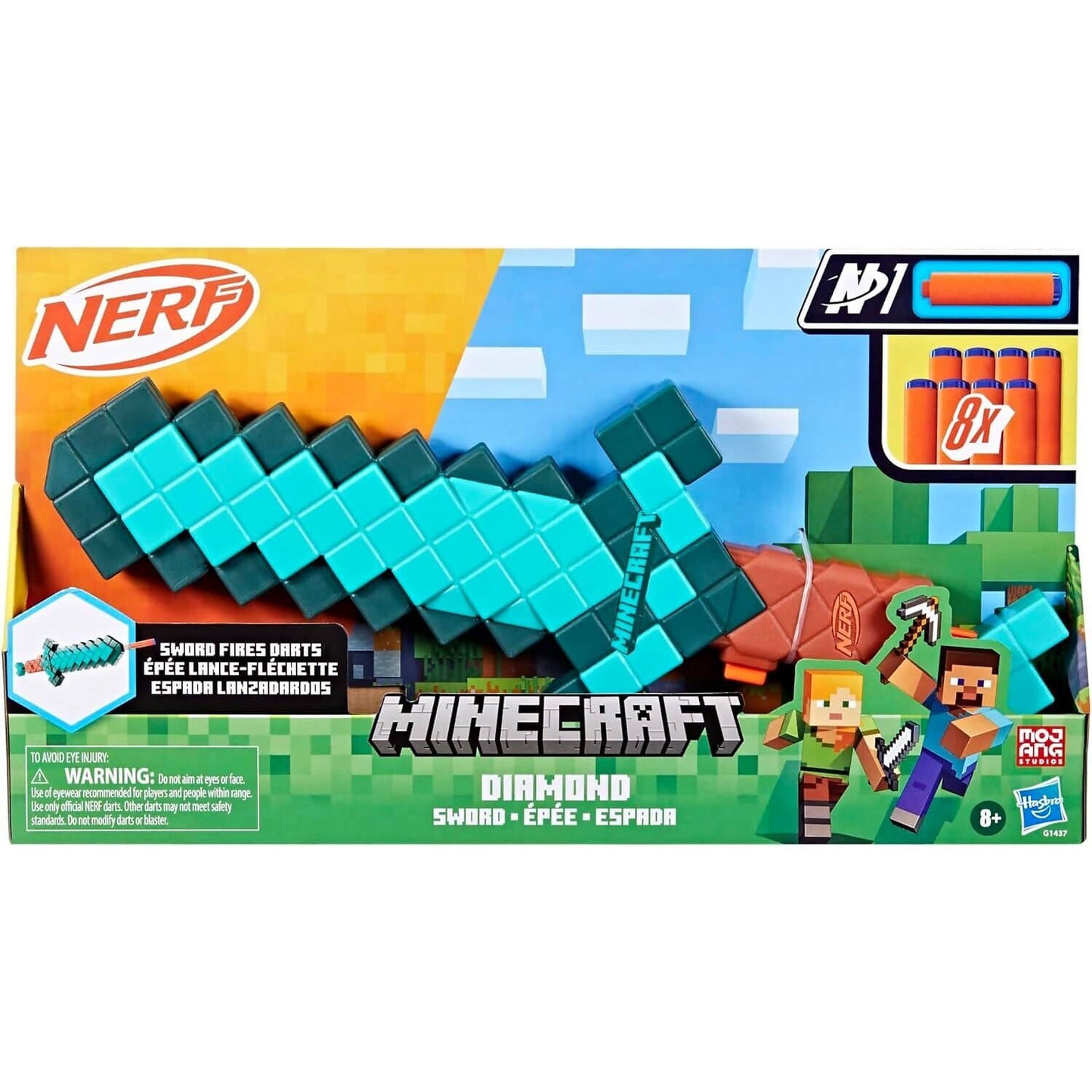 Nerf - Minecraft Sword Dart Blaster Includes 8 Nerf N1 Darts