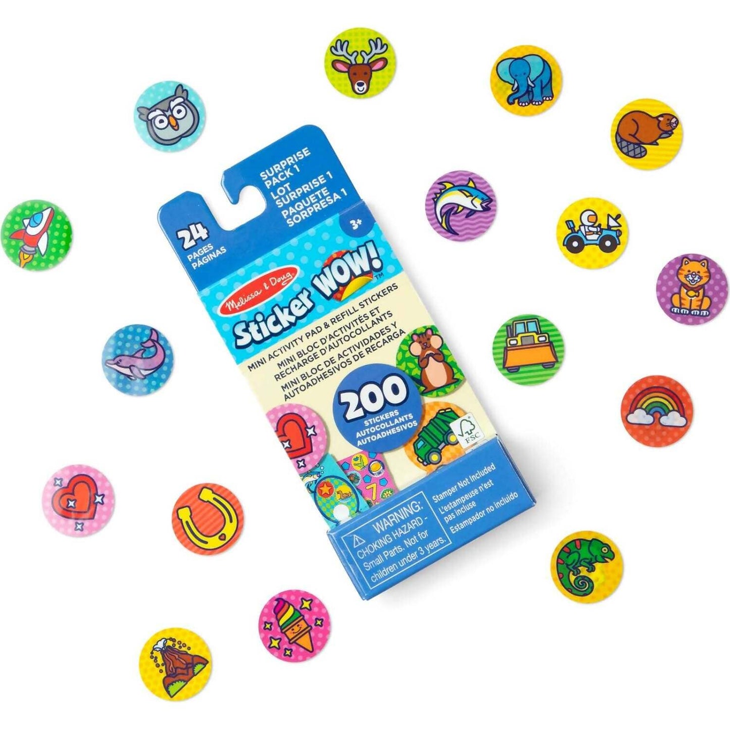 Melissa &amp; Doug - Sticker WOW! Mini Activity Pad &amp; Refill Stickers - Surprise Pack 1 (200+ Stickers Stamper Not Included)