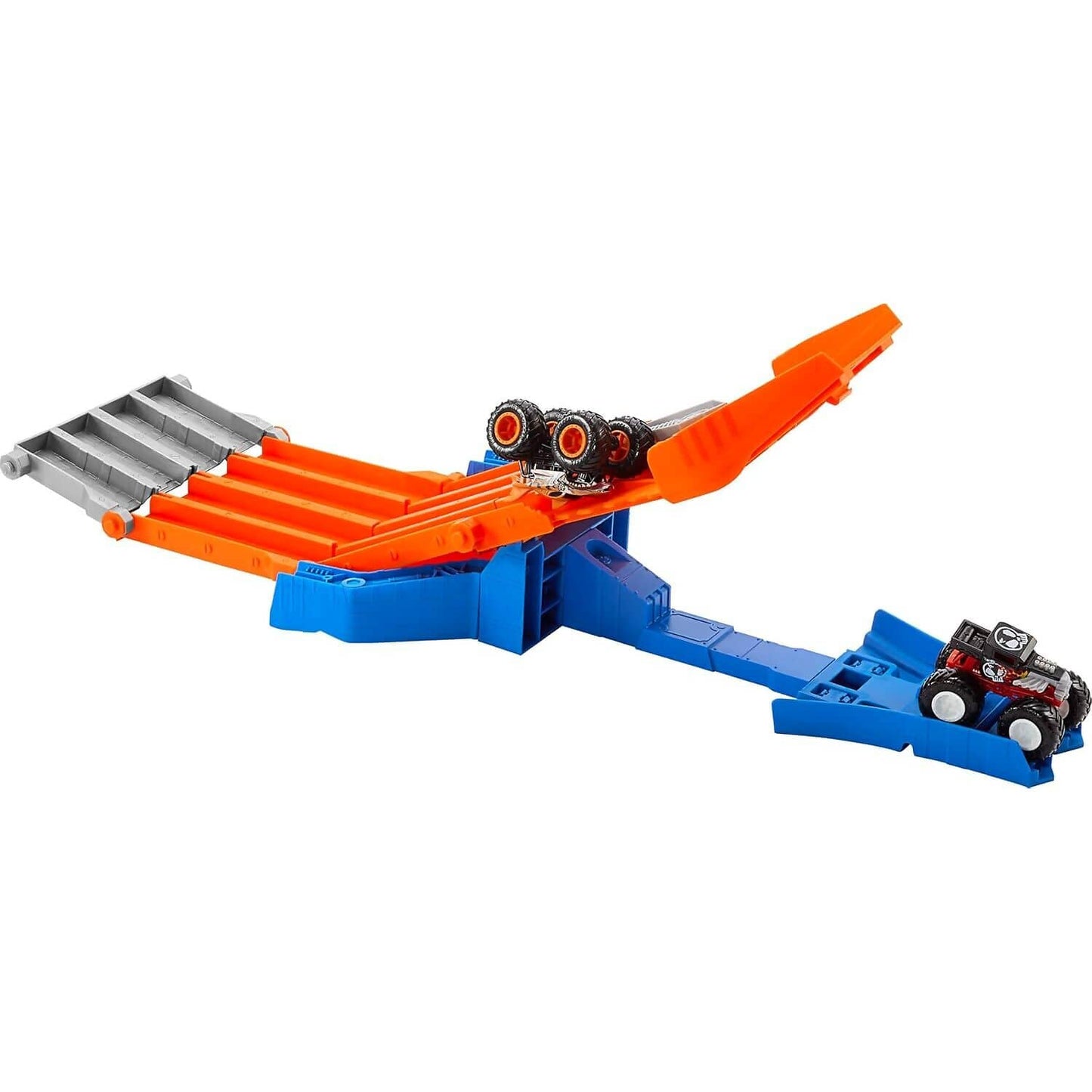Hot Wheels - Monster Trucks Sharks Vs. Dinos Track Set with 1:64 Scale Mega-Wrex &amp; Tiger Shark - Mattel