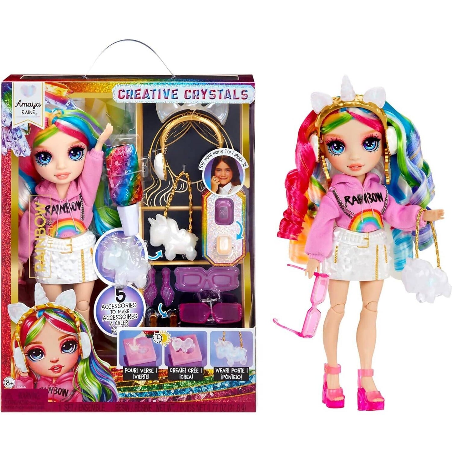 Rainbow High - Creative Crystals Amaya Raine 28cm Fashion Doll &amp; Accessories DIY