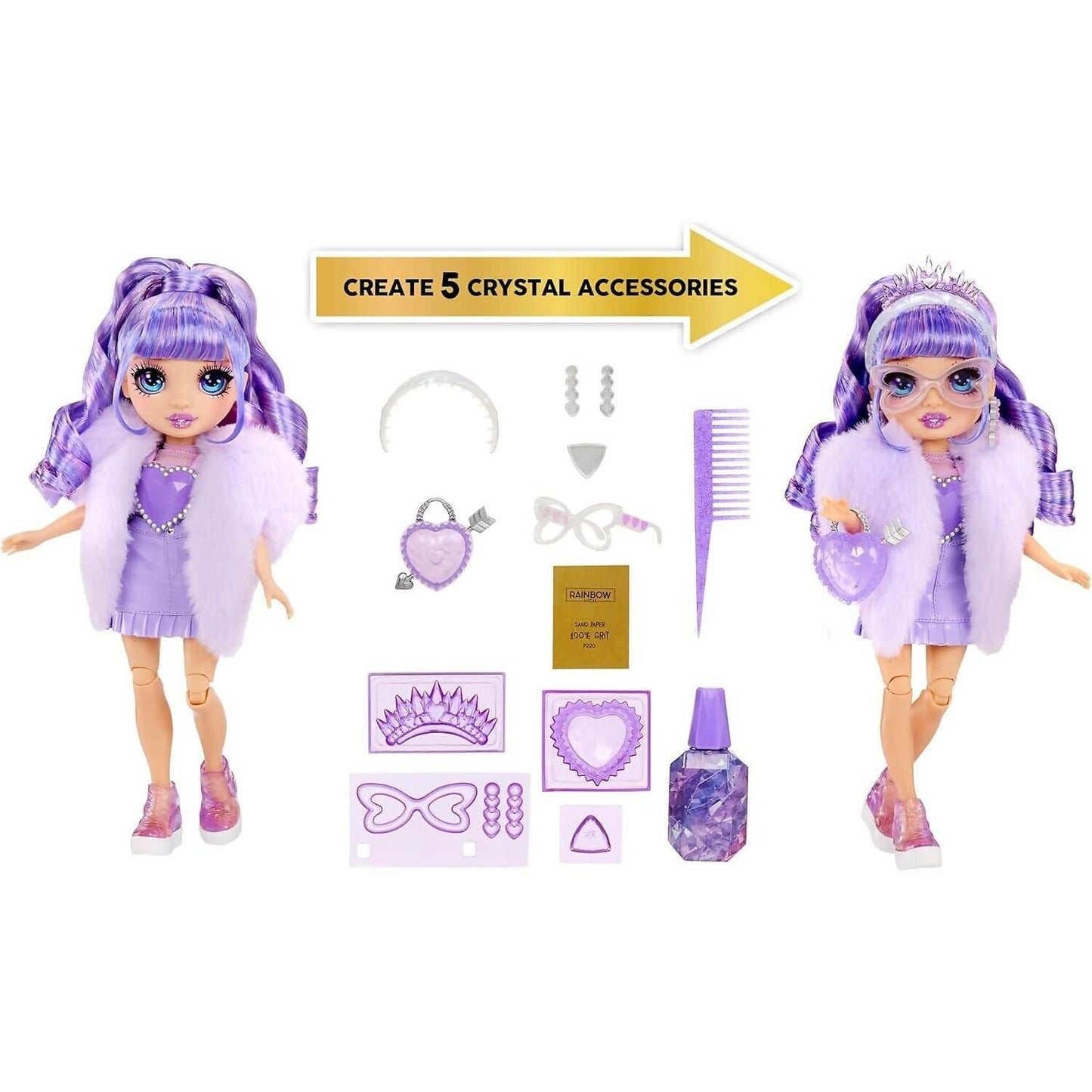 Rainbow High - Creative Crystals Violet Willow 28cm Fashion Doll &amp; Accessories DIY