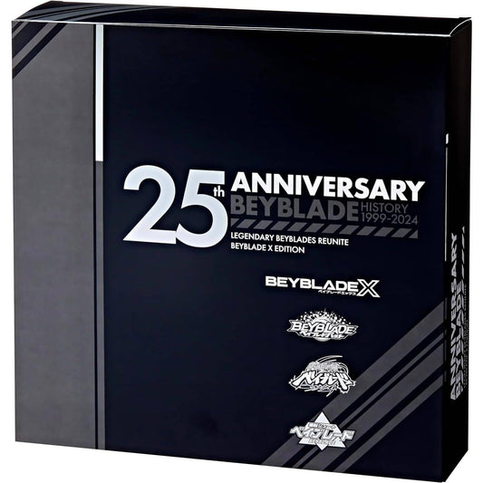 Beyblade -  X - 25th Anniversary Set History 1999 - 2024 Includes 4 Takara Tomy Tops and 4 Launchers