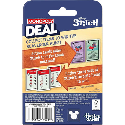 Monopoly -  Deal - Disney Stitch Edition Card Game - Hasbro