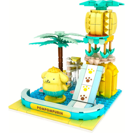 Hello Kitty -  and Friends - YuMe Blocks Summer Wunderland - Pompompurin Water Slide 336 Pieces