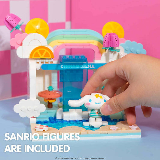 Hello Kitty -  and Friends - YuMe Blocks Summer Wunderland - Cinnamoroll Wave Pool Cafe 398 Pieces