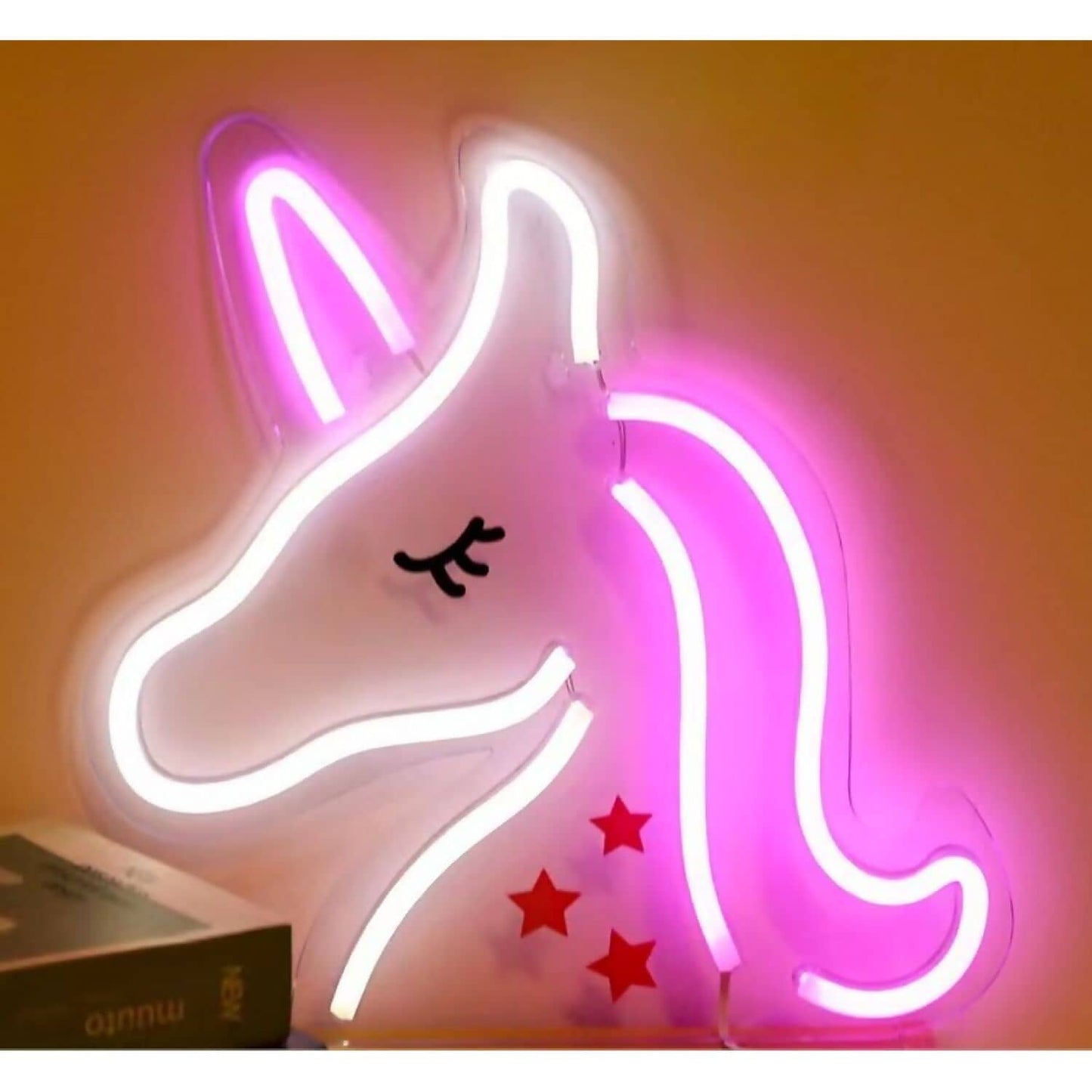 Cotton Candy - Unicorn LED Neon Light Wall Sign Pink & White 36 x 28cm USB Powered