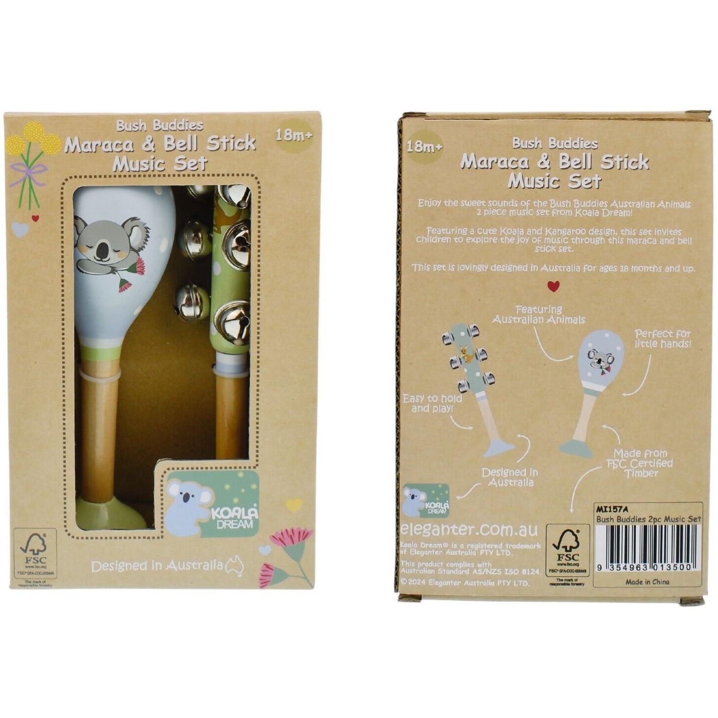 Koala Dream - Bush Buddies Australian Animals Maraca & Bell Stick Set