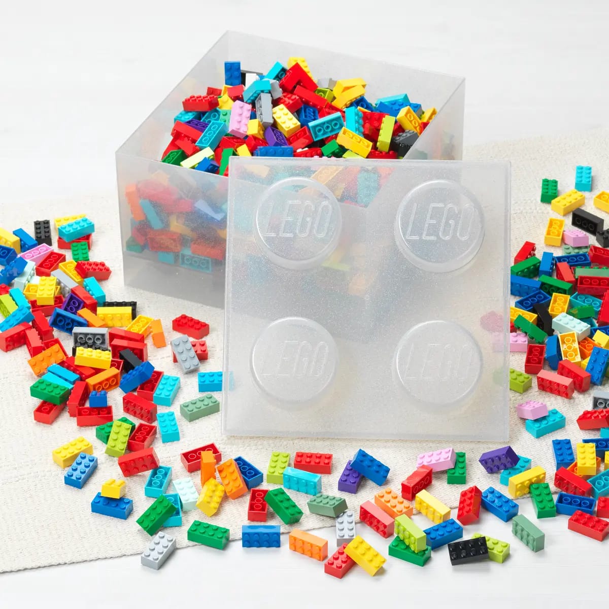 LEGO Storage Brick 4 Studs Top Lid Translucent Glitter Clear - Room Copenhagen