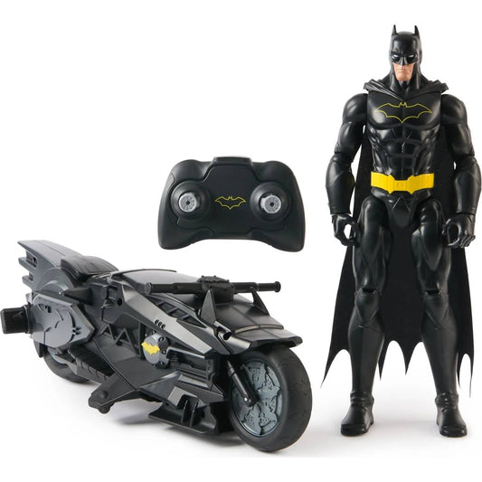 DC -  Batman - RC Stealth Batcycle with 12-Inch Batman Action Figure- Spin Master