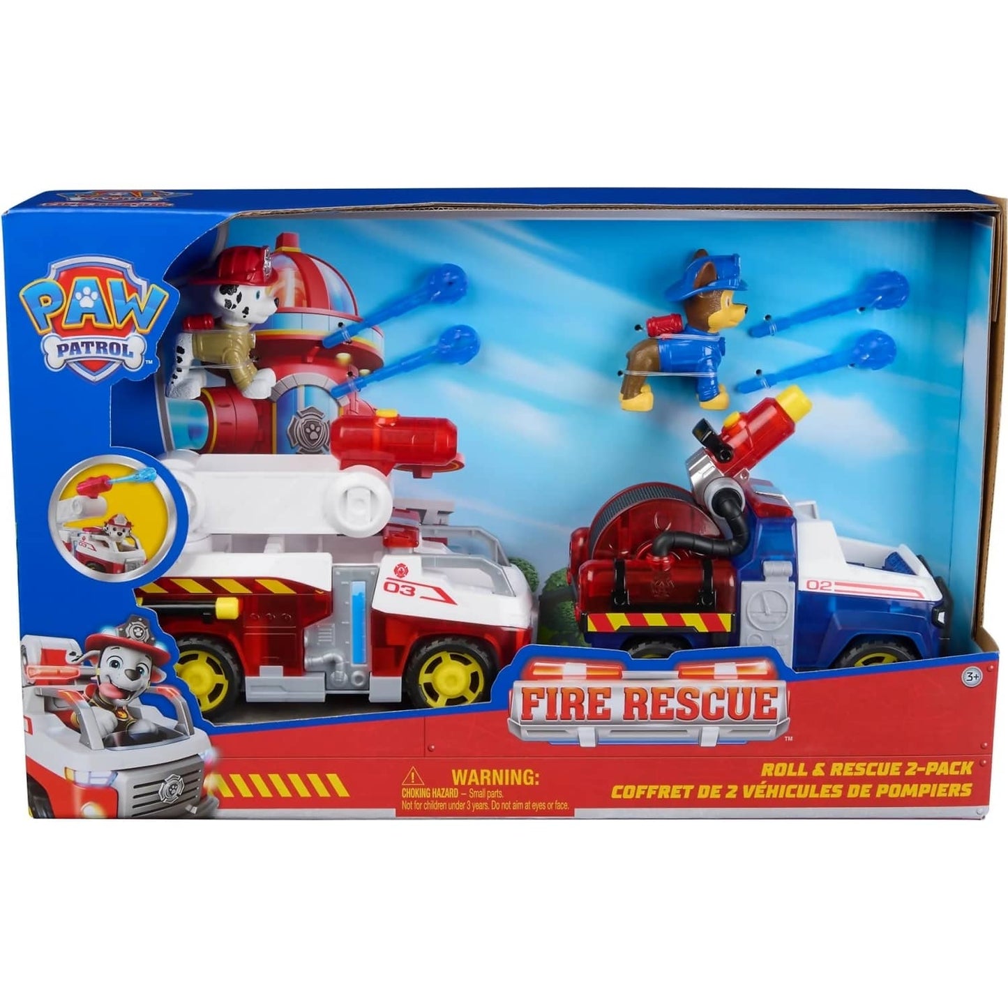 Paw Patrol - Fire Rescue: Roll & Rescue Vehicle 2 Pack with Chase & Marshall Figures - Spin Master