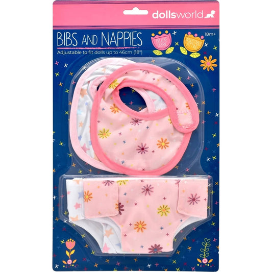 DollsWorld - Dolls Bibs & Nappies Set