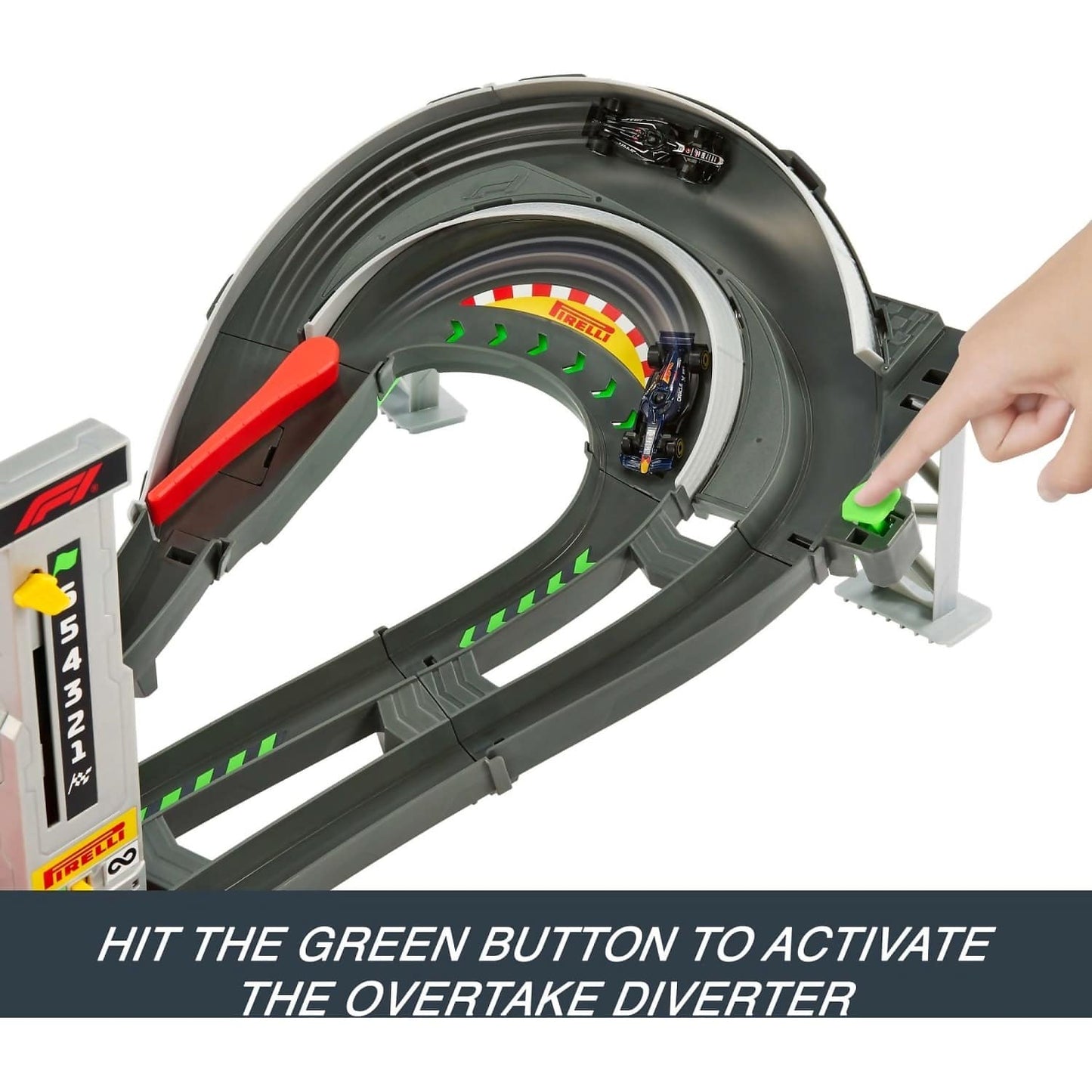 Hot Wheels - Race Formula 1 Grand Prix Circuit Track Set with 3 1:64 Scale Die-Cast Toy Cars - Mattel