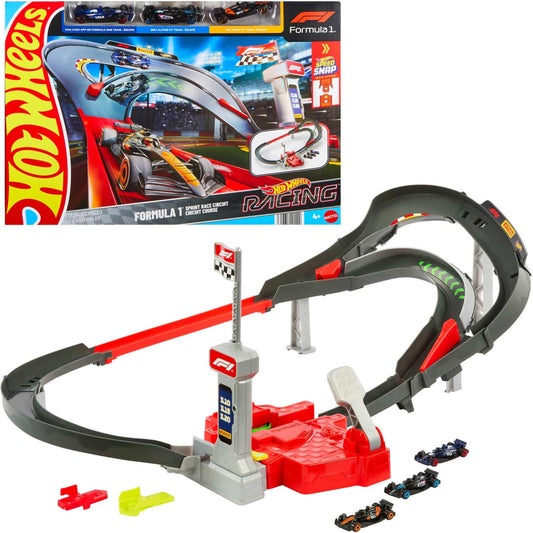 Hot Wheels - Racing Formula 1 Sprint Race Circuit Track Set with 3 Die-Cast Toy Cars in 1:64 Scale - Mattel