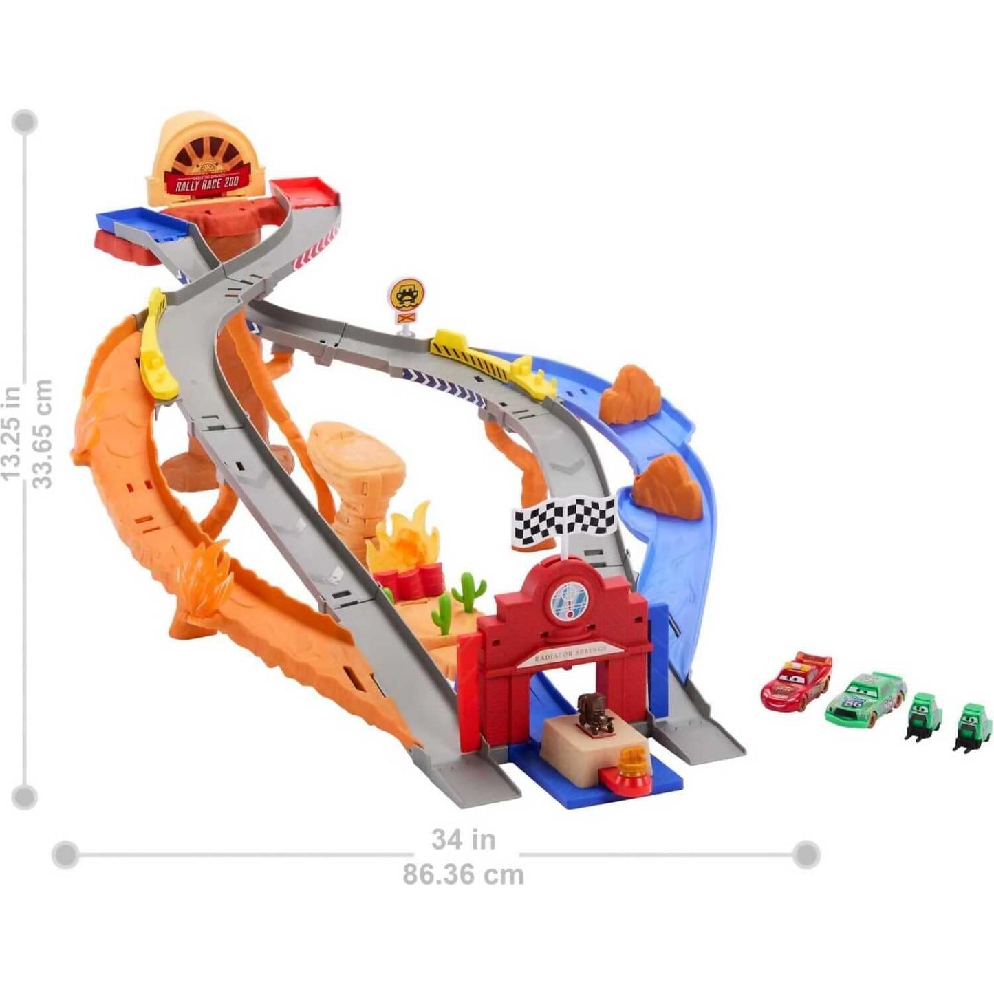 Disney Pixar - Cars Radiator Springs Race & Rescue Road Raceway Playset With 4 Toy Cars - Mattel