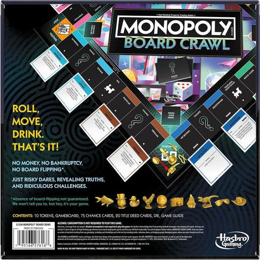 Hasbro -  Gaming - Monopoly Board Crawl Party Drinking Game for Adults
