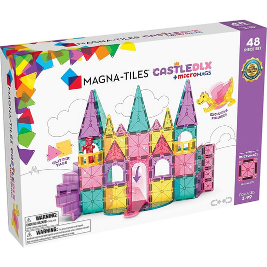 Magna-Tiles - Castle DLX+ MicroMags - 48pce Magnetic Construction Set - Johnco