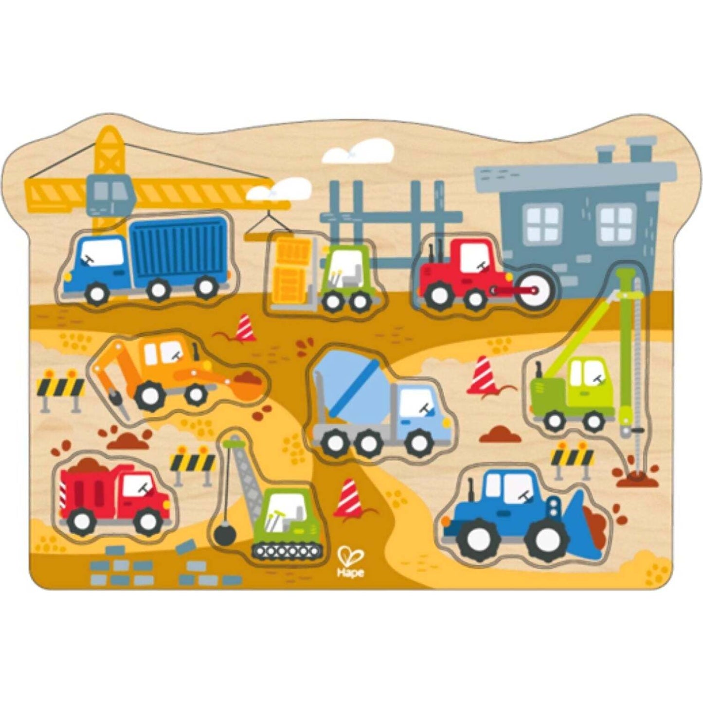 Hape - Wooden Construction Vehicle Peg Puzzle